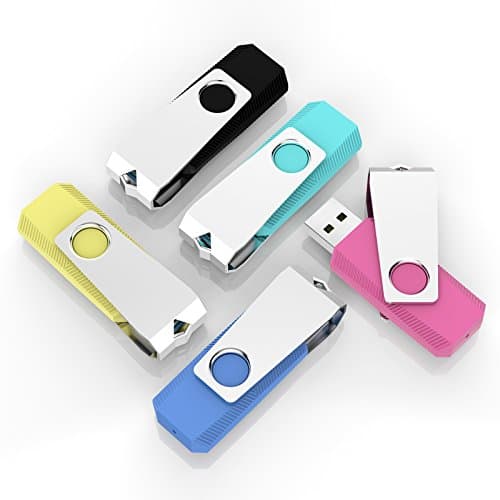 TOPESEL 5 Pack 1GB USB Flash Drives Thumb Drives Memory Stick USB 2.0(5 Colors: Black Blue Cyan Pink Yellow)
