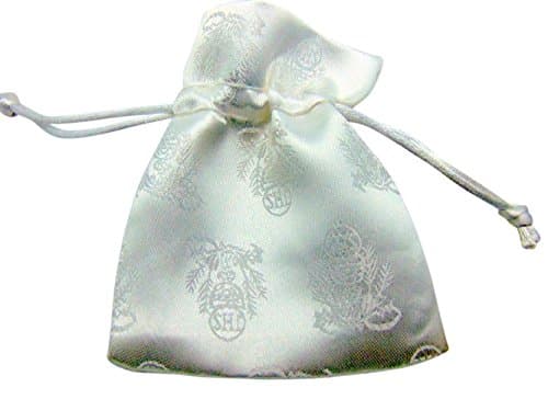 First Holy Communion White Satin Drawstring Rosary Pouch Bag