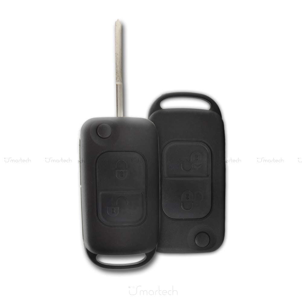 Key Cover black Remote Control 2 Buttons and Virgin Blade Snap-On Mercedes Benz Class A B C E S G M Folding V Vito Sprinter Vaneo without Electronic and Transponder
