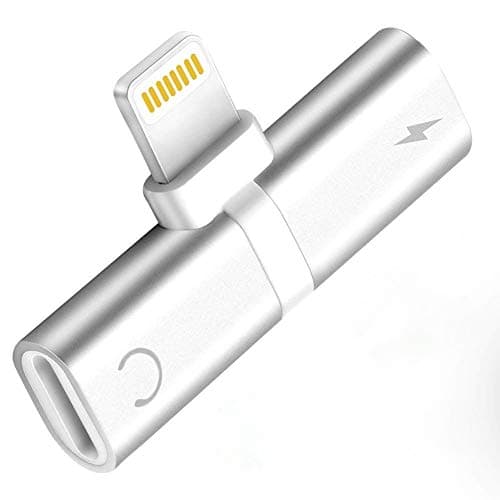 AGS Retail Ltd Compatible Adapter Splitter Replacement - White, 2 in 1 Dual Lightning Audio & Charge Adapter for iOS System, iPhone 8 Plus, 8 Plus, X, 7, 7 Plus | iPhone Accessories