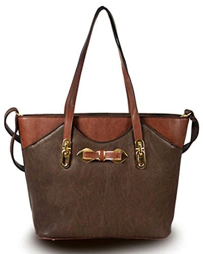 Color Block Tote Handbag (Coffee)