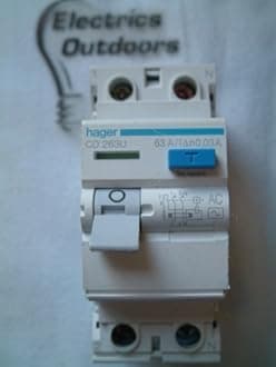 HAGER 63 AMP 30mA DOUBLE 2 POLE RCCB RCD CIRCUIT BREAKER CD 263U 27241 BSEN61008 by Hager