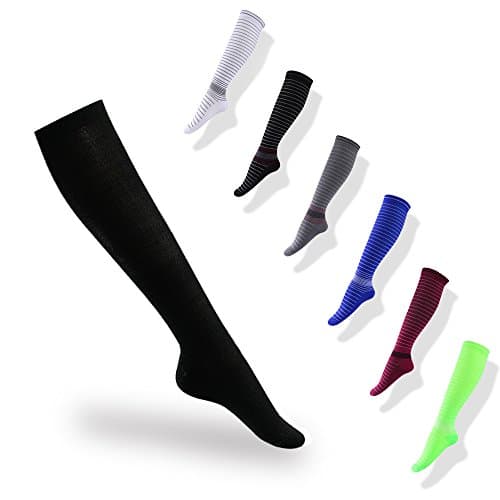 PHIVUTY Graduated Compression Socks 1 Pair For Men &amp; Women 15-20 mmHg Medical Grade Stocking (L/XL, Pure Black)