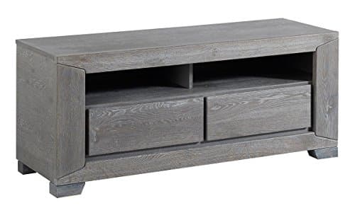 Parisot 0607BATV Titan Solid Oak TV Stand/Unit with 2 Drawers and Shelves, Grey