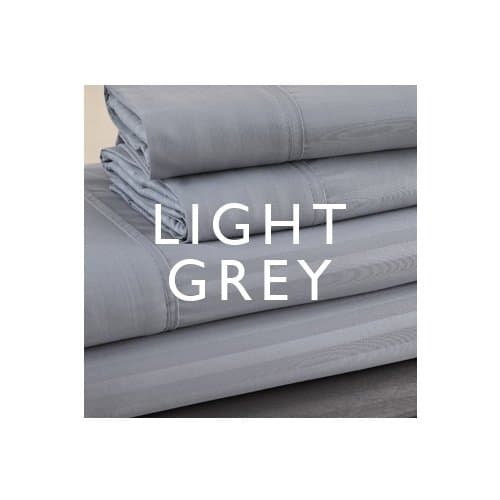 Bed Sheet Set Fitted Mattress Linens King Queen Full Dobby Stripe Light Grey