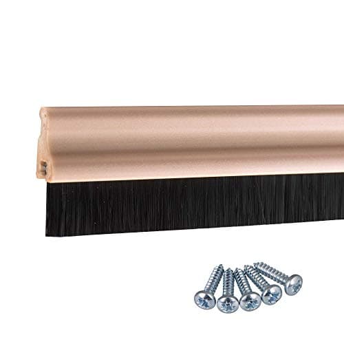 Door Bottom Brush Strip Draught Excluder Sweep Seal 5 Pack Wood Effect PVC - Can Be Painted