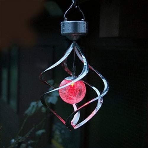 LED Colour Changing Solar Saturn Hanging Wind Spinner Light Spiral