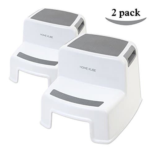 (2 pack) Dual Height Step Potty Stool for Kids | Extra Slip Resistant Soft Grip for additional Safety | Kitchen Step Stool and Bathroom Potty Stool | Wider Two Step & 2 Step, by HOME KUBE