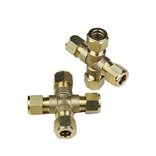 Rocsai Heavy-Duty 3/8 Solid Brass Water Hose Connector Garden Hose Splitter Easy 4-Way Hose Connector for Home, Lawn &amp; Garden, Agricultural &amp; Commercial Use