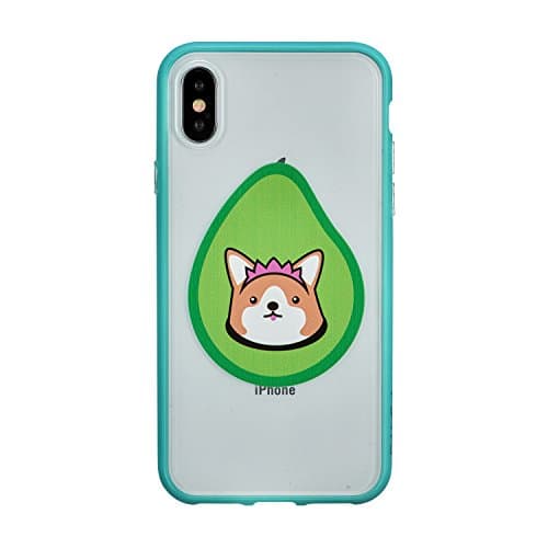 CTUNES iPhone X Case, Translucent Plastic Hard Back Plate Soft TPU Bumper Case Tropical Palm Tree Leaves Fruit Plants Design Printed Mint Green Frame Cover Case for iPhone 10/iPhone X 5.8" - Puppy