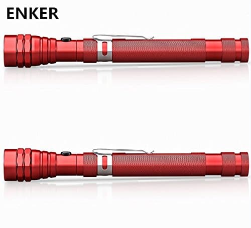 ENKER Telescopic water resistant Flex-Head LED Flashlight with Extendable Head - Magnetic Pick up Home Tools by flashlight(Red)daily deals(2 pack)