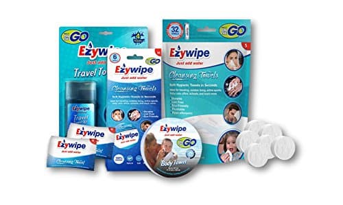 Ezywipe Compressed Cleansing Towels Gift Bundle 100% Rayon Certified Bio-degradable Anti-Bacterial Anti-Microbial