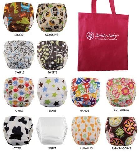 Swaddlebees Simplex 2.0 Cloth Diaper 6 Pack Gender Neutral Colors, Medium, with Reusable Dainty Baby Bag Bundle