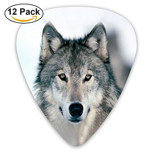 LLGUITAR Grey Wolf Guitar Picks 12pack Celluloid Plectrum Custom 0.46mm/0.71mm/0.96mm For Electric Acoustic Guitars Bass Best Stocking Stuffer Gifts For Kids Teens Adults