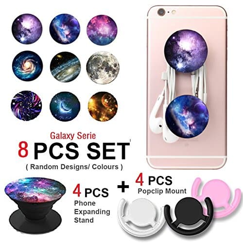 Ouker Multi-Function Holder Expanding Stand Grip and Car Holder For all Smartphones and Tablet device-Galaxy (4 Pack Multil Colored)