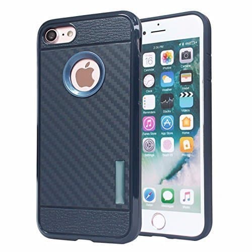 iPhone 7 / iPhone 8 Case, MOBITEX | Ultra Thin Carbon Fiber Texture Shockproof Bumper Case for iphone 7 (2016) / iPhone 8 (2017) - Navy Blue