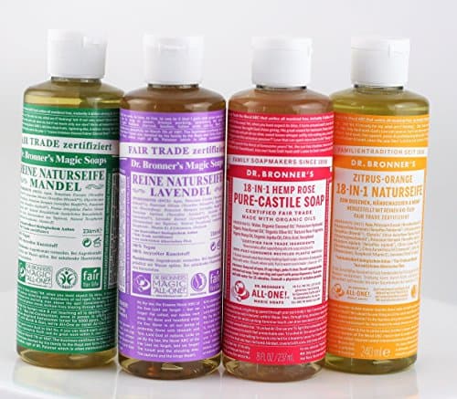 Dr. Bronners Liquid Castile Soap and Bars, 8oz - 4 and 5-Pack Variety Bundles | Multi Use, Non Toxic, Safe for Entire Family Use (4 Pack (B))