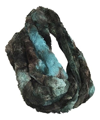Pia RossiniWomens Chunky Faux Fur Multi Colored Loop Circle/Infinity Scarf (Luella Aqua)