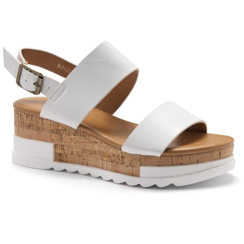 DIRASSA Women's Open Toe Ankle Strap Platform Wedge Sandals