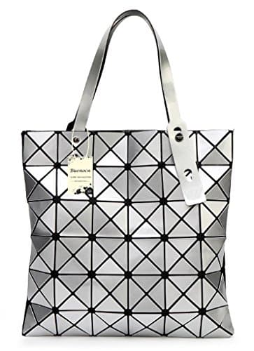 Womens Checkered Tote Bag,PU Leather Geometric Diamond Split Joint Shoulder Bag Top Handle Bag