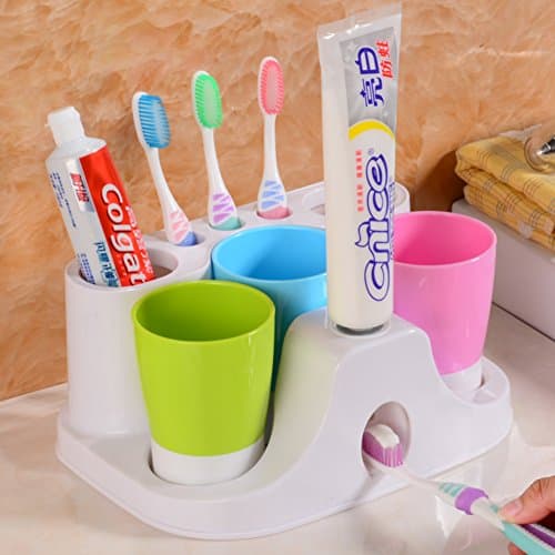 wall toothbrush holder and suction cup toothbrush rack wall mounted toothbrush holder tooth brushing cup brush cup set automatic toothpaste dispenser-B