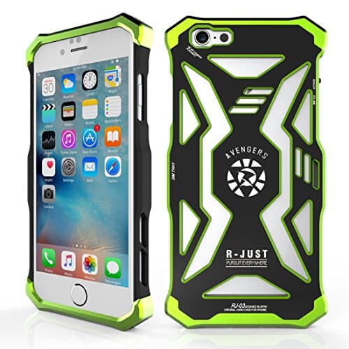 iPhone 6s Plus Case ,iPhone 6 Plus Case ,Personality Rubber with Aluminum Alloy Corner Shell Case Cover Bumper Defender for Apple iPhone 6/6S Plus 5.5 Inches Black Green