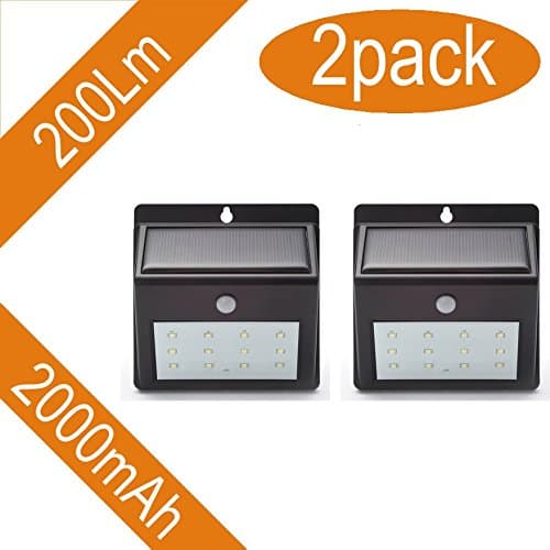 Solar Lights, Garden Waterproof Wireless Motion Sensor Light Outdoor Yard Deck Auto On/Off Large Size 12 LED Exterior Security Lighting Kuled (2 Pack)