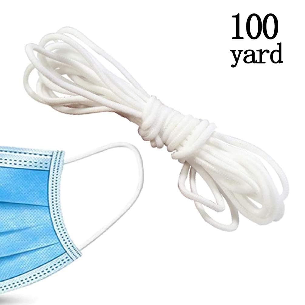 Elastic Mask Strap White Earloop Cord Ear Tie Rope Handmade String for Mask Sewing (100 Yard)