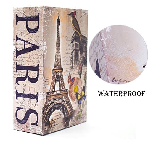 Diversion safe EIOU 7.2 x 4.6 x 1.9 inches Waterproof non-woven fabric book cover Book Safe with Key Lock, Bird tower