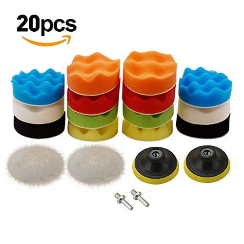 E ELELIFE Car Foam Drill Polishing Pad Kit,Compound Drill Buffing Sponge Pads Kit,3 Inch Buffing Pads (Foam Polishing Kit-20pcs)