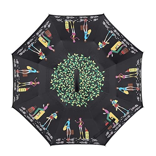 VISMIINTREND Inverted C Shape C Handle Umbrella - Double Layer - Windproof, UV Protection and Self-Standing Umbrella - Car Umbrella