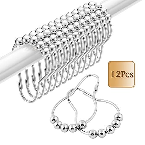 Chrome Roller Ball Shower Curtain Hooks In Silver-Tone (Set Of 12)