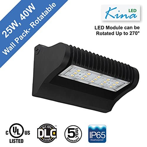 LED 40W Rotatable Wall Pack Light - by Kina LED, CCT 5,700K &amp; 5,200 Lumen, UL &amp; DLC, Super Efficiency 130 Lumens/Watt, 100-277V