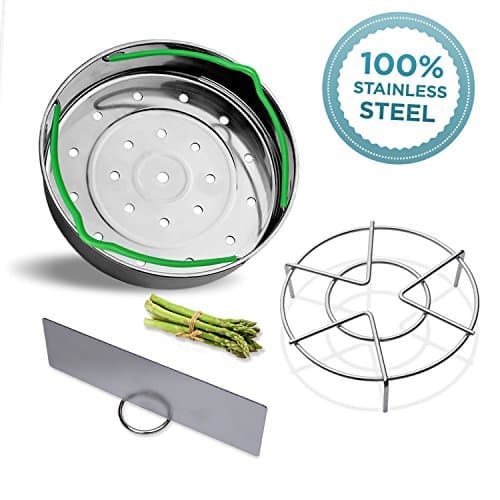 Steamer Basket w/Silicone Handles &amp; Removable Split Divider for Instant Pot Accessories - By Eagle Quality Products