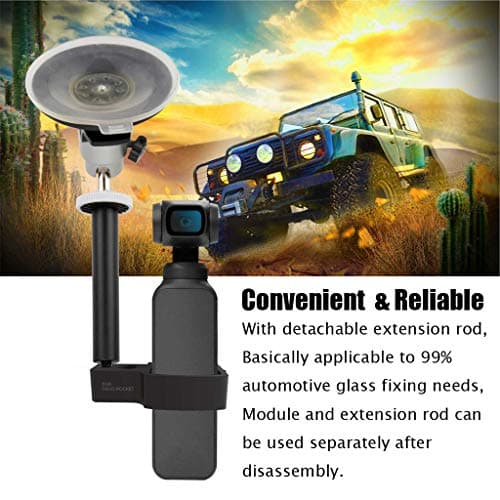 Yesyes Vehicle Windshield Suction Cup Car Mount 1/4 Bracket Holder for DJI Osmo Pocket