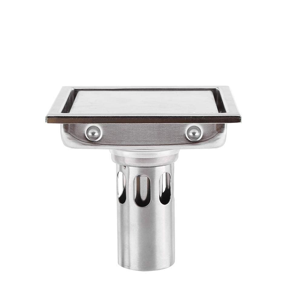 Floor Drain, 4.3inch Brass Square Floor Drain Strainer with Removable Cover Hair Strainer Bathroom Shower Tile Insert, 304 Stainless Steel
