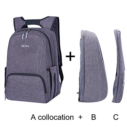 XQXA Diaper Bag Multi-Function Waterproof Travel Backpack Nappy Bags For Baby Care, Stylish And Durable,Large Capacity,Combinations Can Be Used As a Fashion Or Business Backpack (Grey A + B +C)