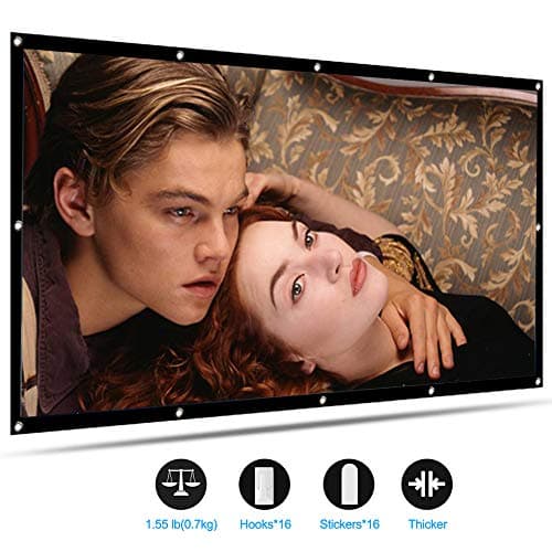 100 Inch 16:9 HD Projector Screen Support Double Sided Projection, LATIT Portable Widescreen Foldable Anti-Crease Projector Movies Screen for Indoor Outdoor Home Theater