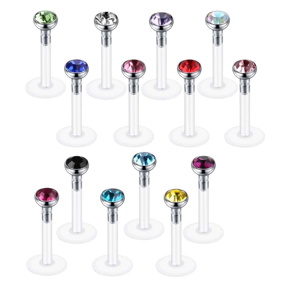 Xpircn Labret Monroe Lip Ring Tragus Helix Cartilage Earring Stud Barbell Piercings 6mm 8mm 10mm Mix Color 14PCS