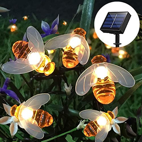 CJSJ Solar String Lights 30LED Outdoor Waterproof Simulation Honey Bees Decor for Garden Summer Party Wedding Decoration (Warm White)