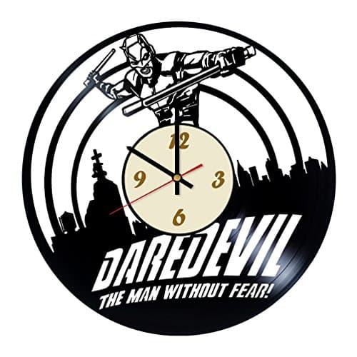 Daredevil Vinyl Record Wall Clock/Original Gift Idea for Him or Her, Boys or Girls/Cool Home Decor Wall Art/Bedroom Nursery Living Room Kitchen Clock