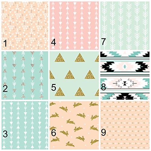 organic blush and mint crib bedding, sheet, blanket, changing pad, diaper stacker, curtains, valance, swaddle