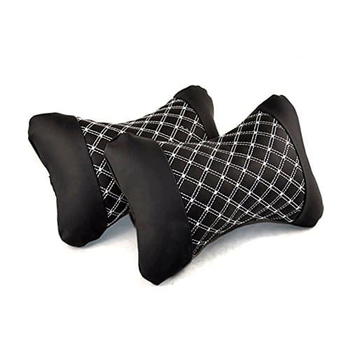 2 X Rayauto Quilted Stitching Pattern Leather Car Seat Pillow Neck Rest Cushion Head Headrest