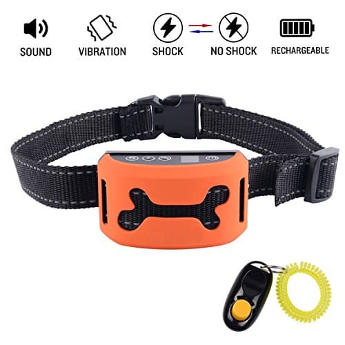 Bark Shock Collar, KINIVA No Bark Training E Collar, Anti-Bark Control Device for Small, Medium, Large Dogs (Beep, Vibration, Safe Shock, Adjustable Sensitivity)-Orange