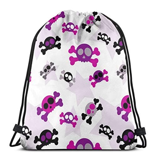 vintage cap Girly Skulls_5665 3D Print Drawstring Backpack Rucksack Shoulder Bags Gym Bag for Adult 16.9"x14"