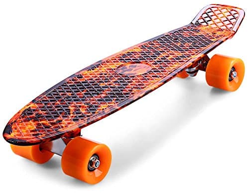 HYY@ Printing Hellfire Flame Pattern Skateboard Complete 22 inch Retro Cruiser Longboard Skatecycle For Child