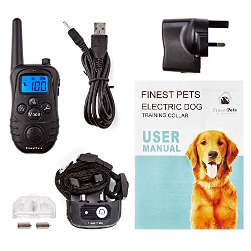 Anti Bark Dog Pet Training Electronic Collar Device. Static Shock, Vibration, &amp; Beep Modes, Rechargeable Rain And Waterproof, Boosts Range To 300 Yards By Finest Pets®
