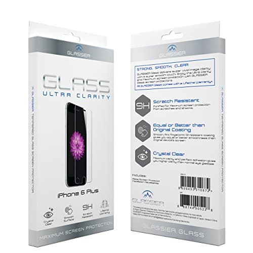 GLASSIER Tempered Glass Screen Protector for iPhone 6s Plus 6 Plus - Glass is product of Japan, Designed in California, 9H Crystal Clear 93% Transparency Scratch Resistance