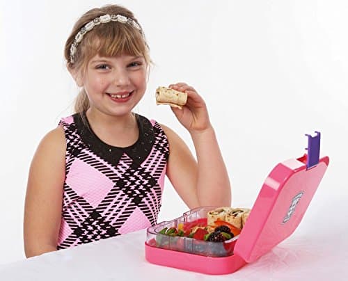 Leakproof Bento Box with Removable 4 Section Tray | Nontoxic, Easy to Clean, for Kids & Adults | 16 Bonus Lunchbox Notes by Three Squares, {Cotton Candy Pink}