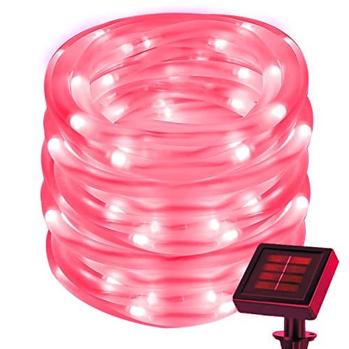 50 LED Solar Rope Lights Red String Light Outdoor Waterproof Ideal for Decorations Christmas Gardens Lawn Patio Weddings Parties